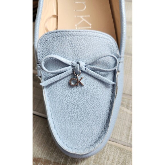 Calvin Klein Women's Size 7.5 M Logo Loafer Shoes Pebbled Leather Baby Blue - Picture 5 of 9